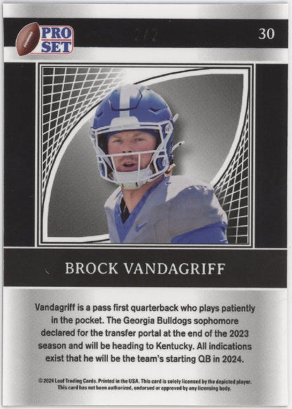 Brock Vandagriff 2024 Leaf Pro Set Red Ice Refractor 2/5 #30 - Collector Store LLC