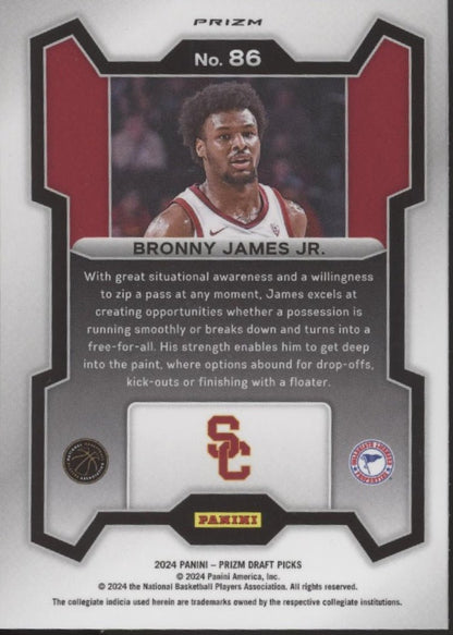 Bronny James 2024 Panini Prizm Draft Picks Orange Ice Prizm RC #86 - Collector Store LLC
