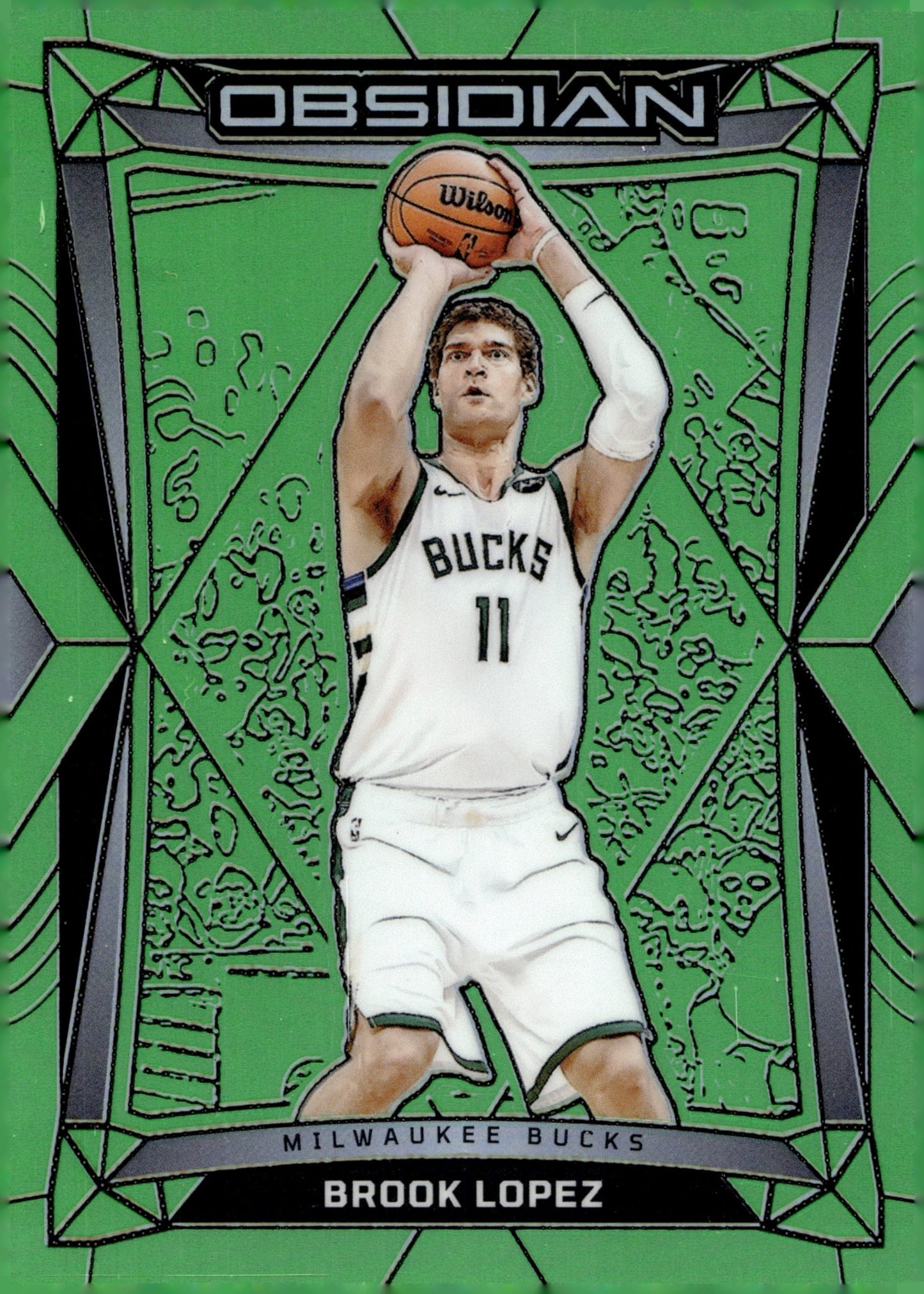 Brook Lopez 2023 - 24 Panini Obsidian Green Electric Etch Refractor 07/25 #14 - Collector Store LLC