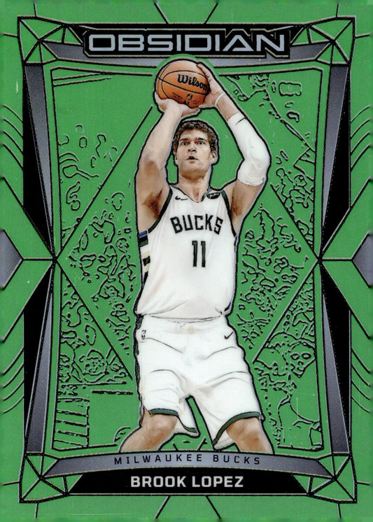 Brook Lopez 2023 - 24 Panini Obsidian Green Electric Etch Refractor 07/25 #14 - Collector Store LLC