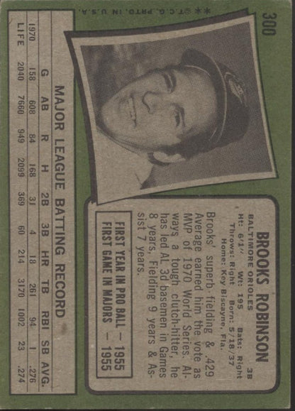 Brooks Robinson 1971 Topps #300 Baltimore Orioles VG #2 - Collector Store LLC