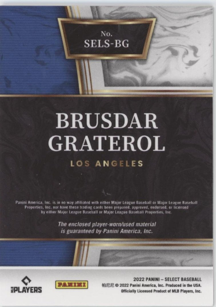 Brusdar Graterol 2022 Panini Select Swatch #SELS - BG - Collector Store LLC