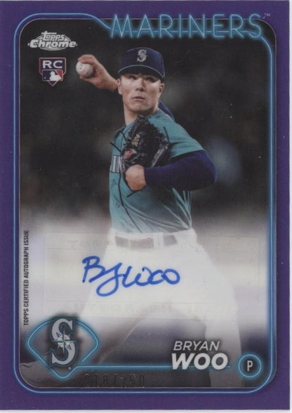 Bryan Woo 2024 Topps Chrome Purple Refractor RC Auto 018/250 #AC - BW - Collector Store LLC