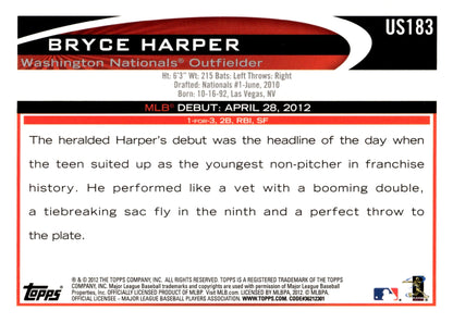 Bryce Harper 2012 Topps Update Series RC #US183 - Collector Store LLC