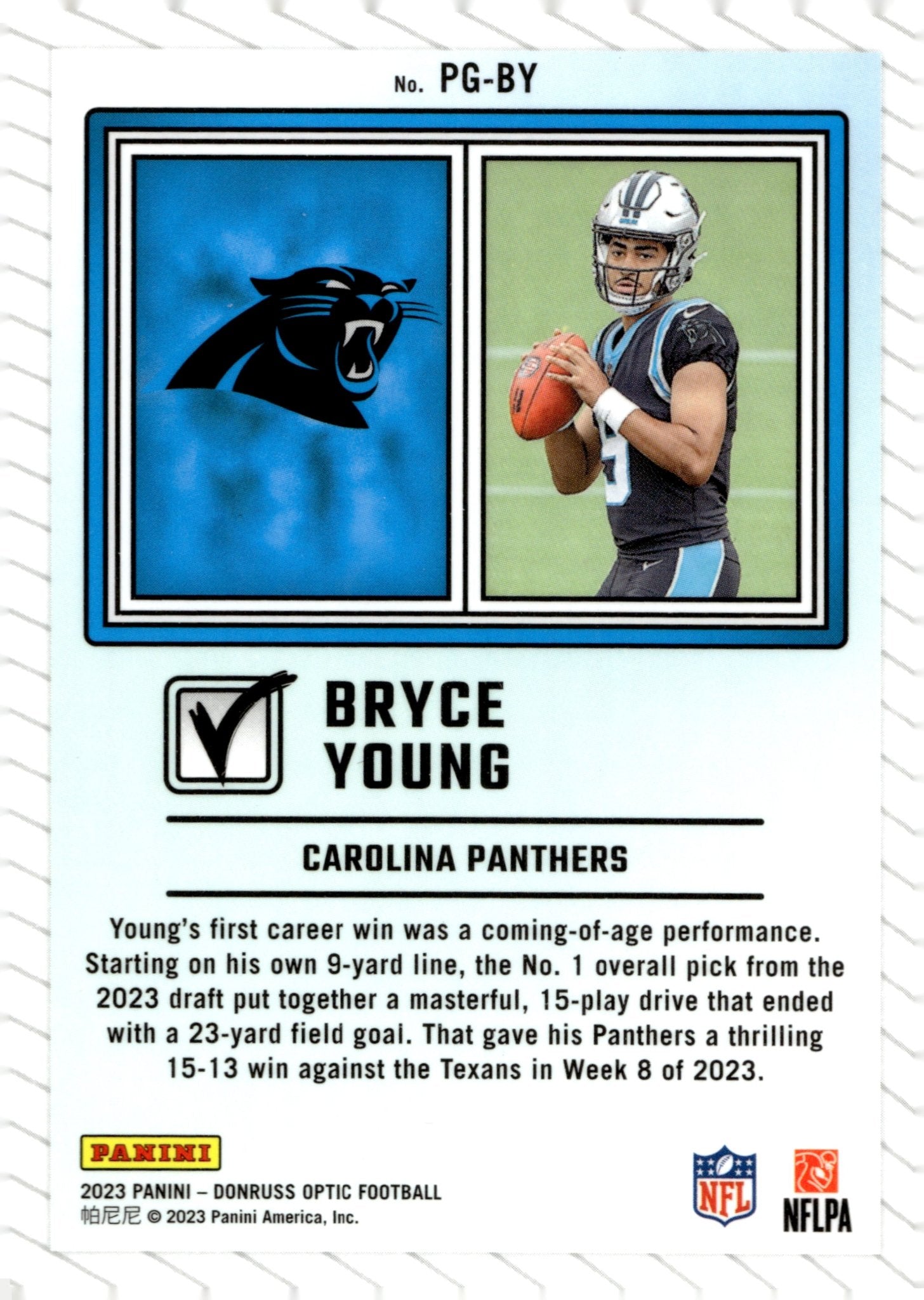 Bryce Young 2023 Panini Donruss Optic Passing Grade RC #PG - BY - Collector Store LLC