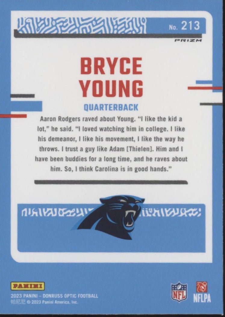 Bryce Young 2023 Panini Donruss Optic Rated Rookie Red Prism Prizm RC #213 - Collector Store LLC