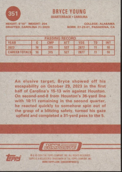 Bryce Young 2023 Topps Composite Heritage RC #351 #3 - Collector Store LLC