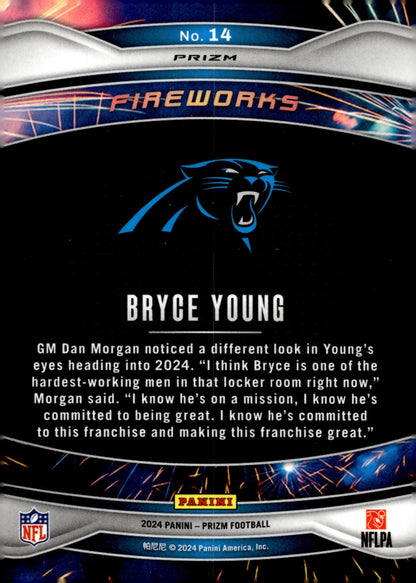 Bryce Young 2024 Panini Prizm Fireworks Green Prizm #14 #2 - Collector Store LLC