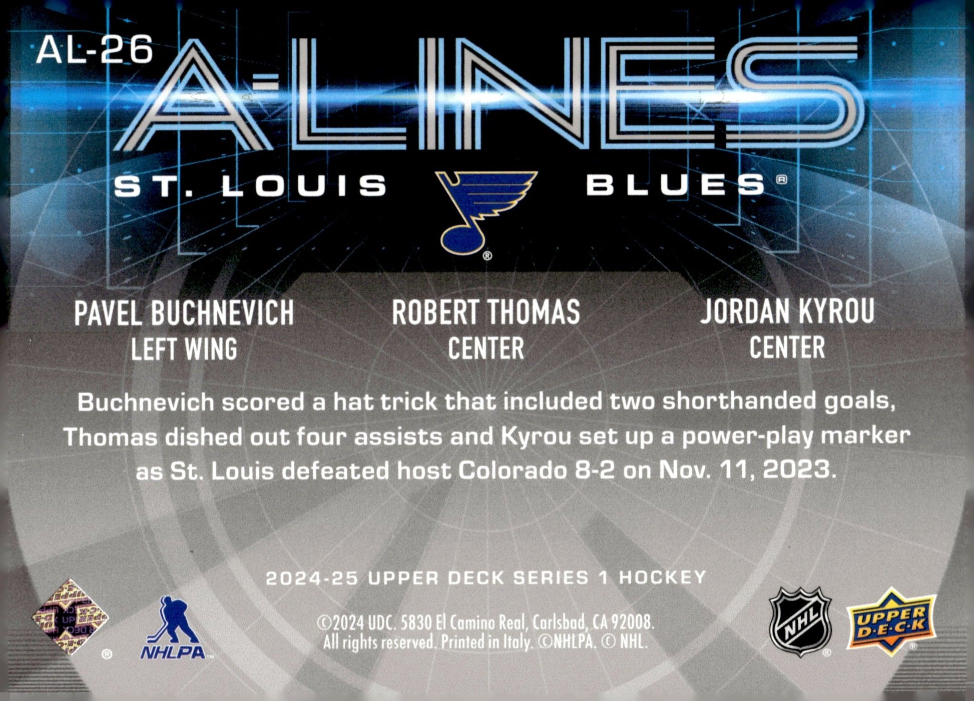 Buchnevich / Thomas / Kyrou 2024 - 25 Upper Deck Series 1 A - Lines #AL - 26 - Collector Store LLC