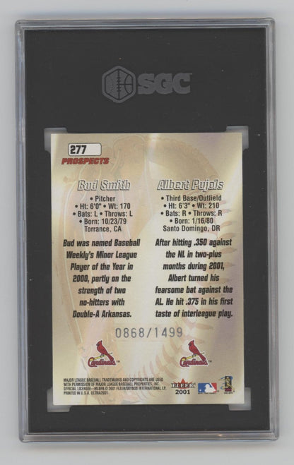 Bud Smith / Albert Pujols 2001 Fleer Ultra Prospects RC #277 SGC 9 - Collector Store LLC