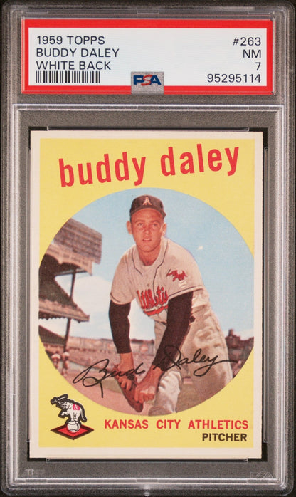 Buddy Daley 1959 Topps White Back #263 PSA 7 - Collector Store LLC