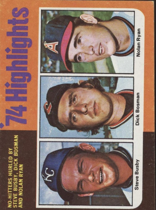 Busby / Bosman / Ryan 1975 Topps '74 Highlights #7 EX - Collector Store LLC