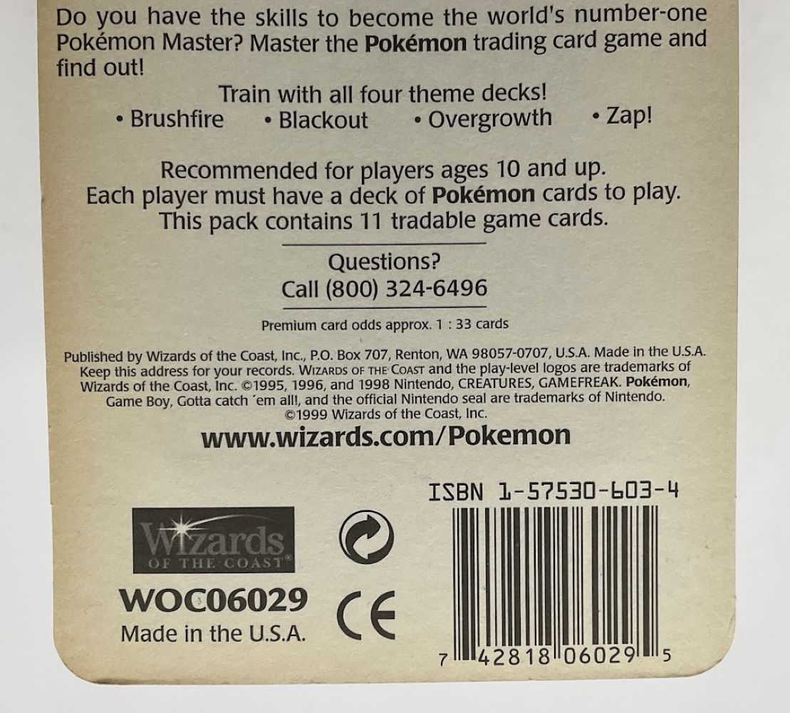 Pokemon: Base Set Long Crimp Shadowless Base Set Blister Pack [Charizard Art]