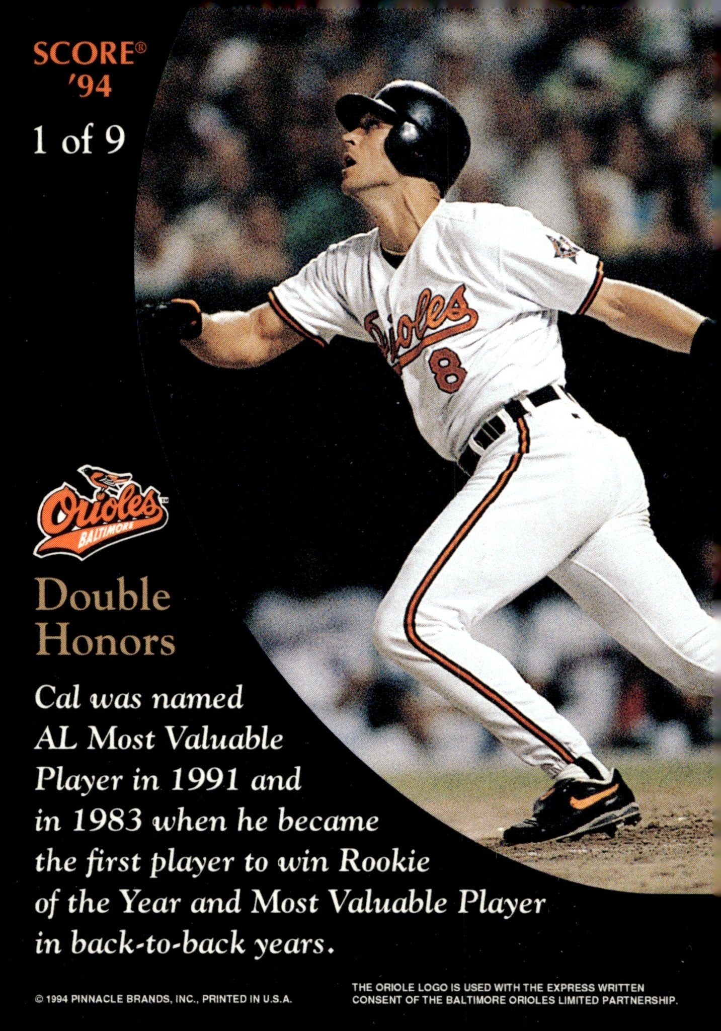 Cal Ripken Jr. 1994 Pinnacle Score 1 1 - Collector Store LLC