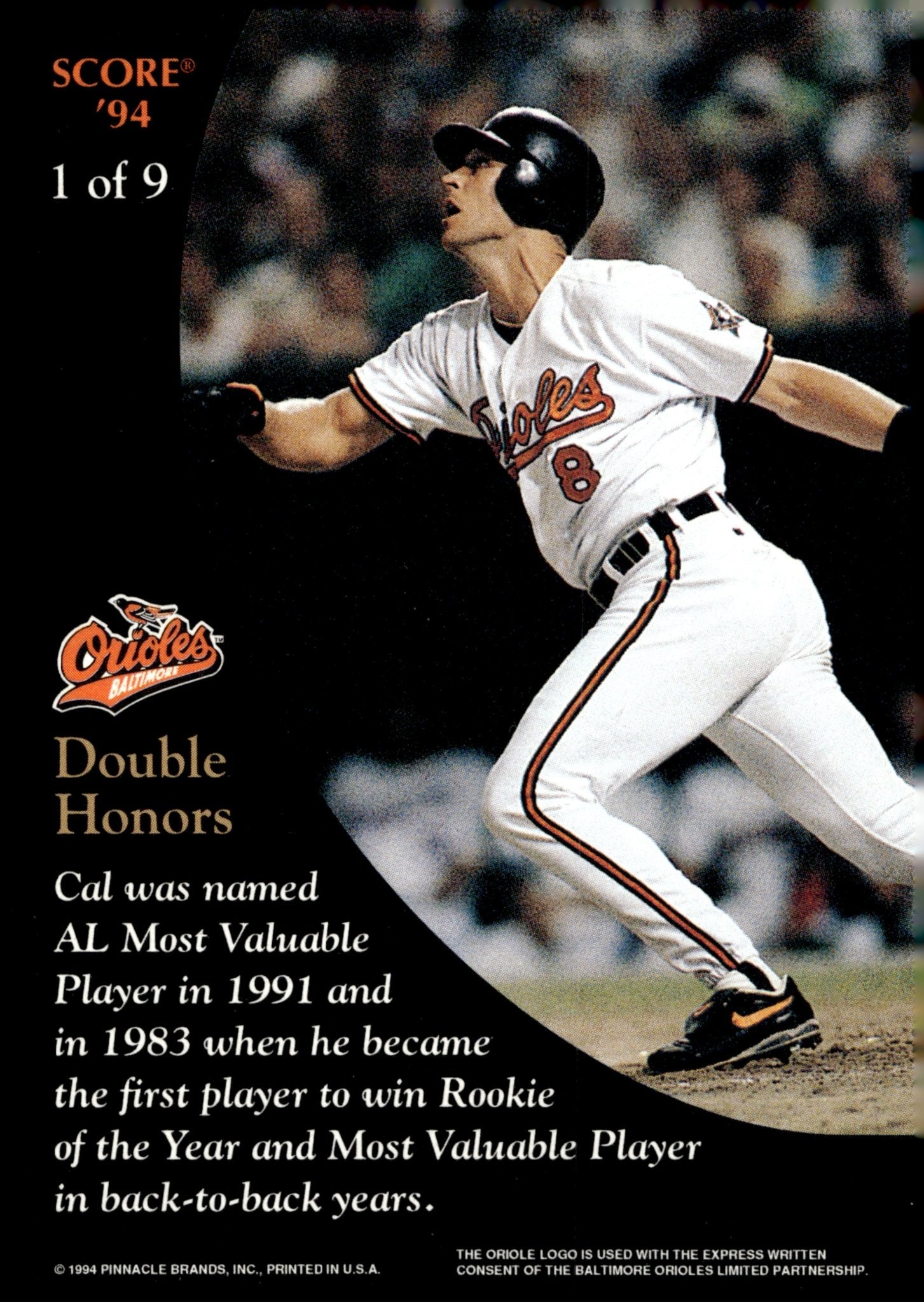 Cal Ripken Jr. 1994 Pinnacle Score 1 2 - Collector Store LLC