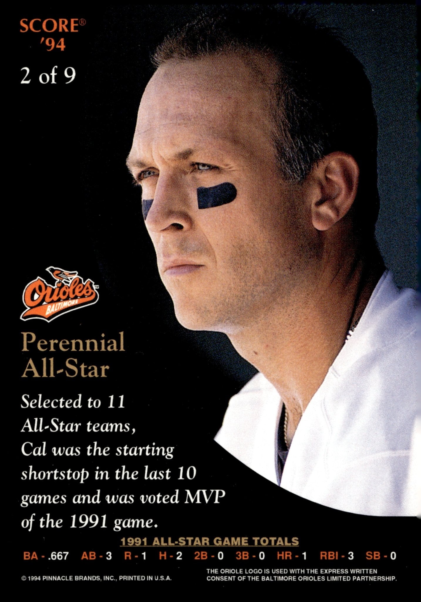 Cal Ripken Jr. 1994 Pinnacle Score 2 1 - Collector Store LLC
