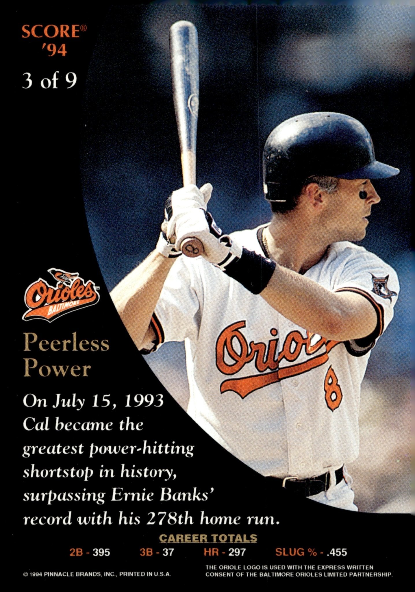 Cal Ripken Jr. 1994 Pinnacle Score 3 1 - Collector Store LLC