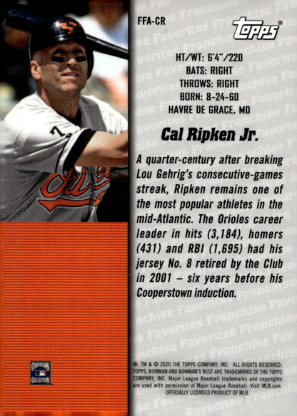 Cal Ripken Jr. 2020 Bowman's Best Franchise Favorites Refractor #FFA - CR - Collector Store LLC
