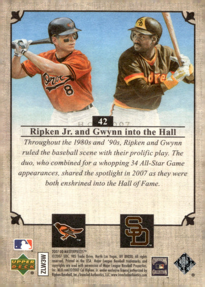 Cal Ripken Jr. / Tony Gwynn 2007 Upper Deck Masterpieces 42 - Collector Store LLC