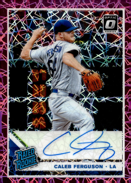 Caleb Ferguson 2019 Donruss Optic Rated Rookie Pink Velocity Prizm RC Auto - Collector Store LLC