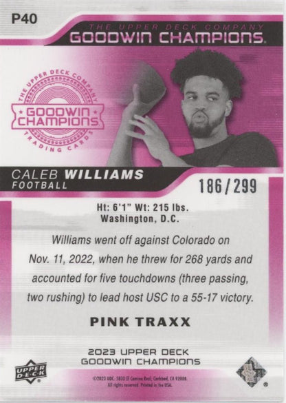 Caleb Williams 2023 Upper Deck Goodwin Champions Pink Traxx Refractor RC /299 #1 - Collector Store LLC