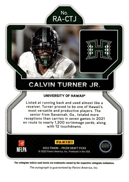 Calvin Turner Jr. 2022 Panini Prizm Draft Picks Auto #RA - CTJ - Collector Store LLC
