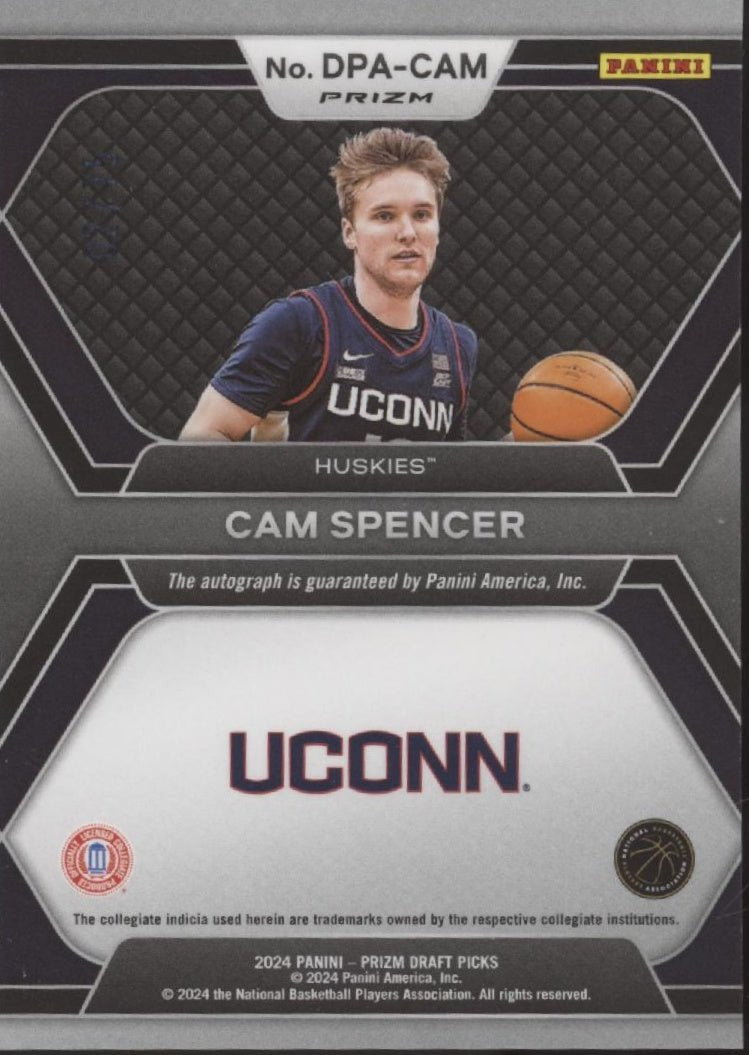 Cam Spencer 2024 Panini Prizm Draft Picks Blue Ice Prizm RC Auto 02/75 #DPA - CAM - Collector Store LLC