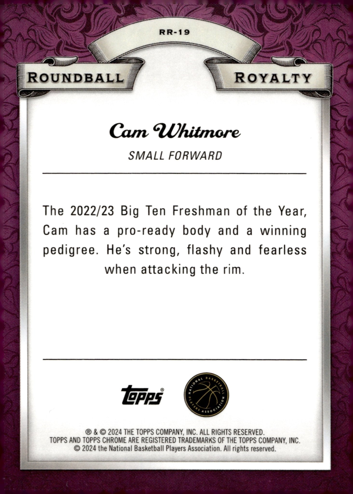 Cam Whitmore 2024 Topps Chrome Roundball Royalty Blue Refractor RC #RR - 19 - Collector Store LLC