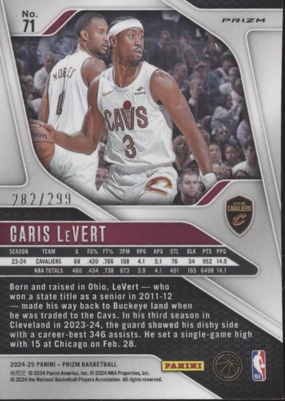 Caris LeVert 2024 - 25 Panini Prizm Red Ray Wave Red Prizm 282/299 71 - Collector Store LLC