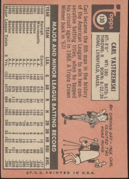 Carl Yastrzemski 1969 Topps #130 Boston Red Sox VG #2 - Collector Store LLC