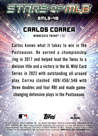 Carlos Correa 2024 Topps Series 2 Stars of MLB SMLB - 49 - Collector Store LLC