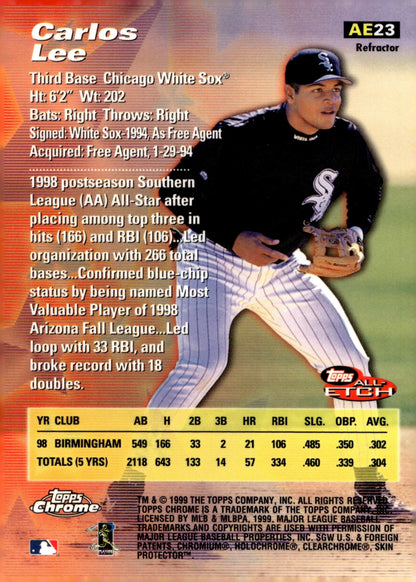 Carlos Lee 1999 Topps Chrome Rookie Rush Refractor RC #AE23 - Collector Store LLC