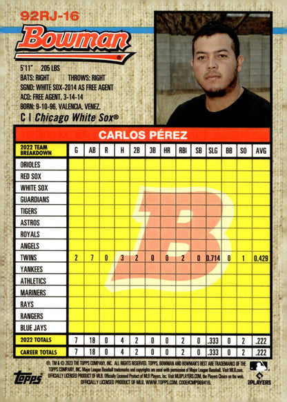 Carlos Perez 2023 Bowman's Best Mini Diamond Refractor RC 92RJ - 16 - Collector Store LLC
