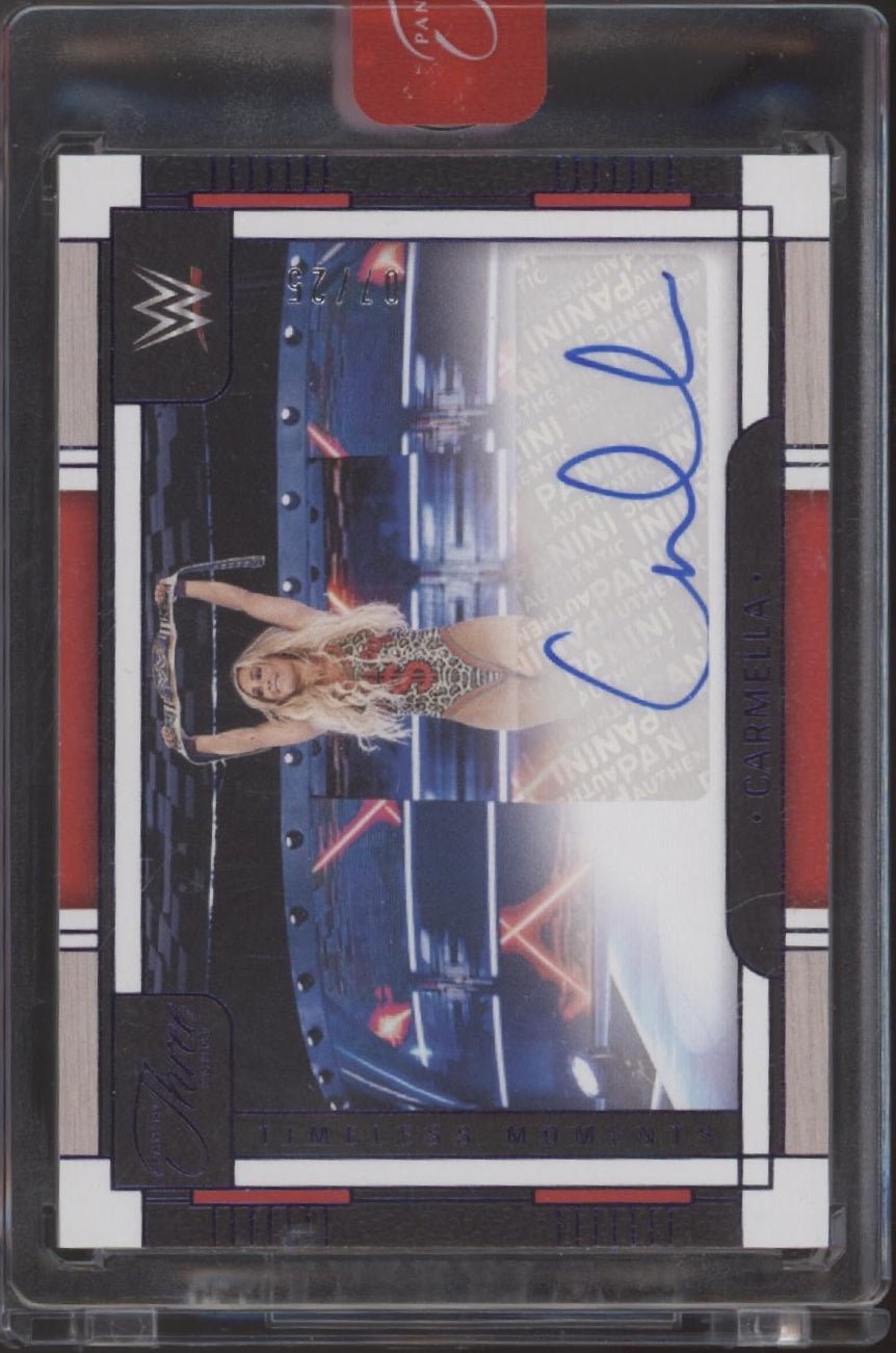 Carmella 2024 Panini Three Count Timeless Moments Purple Auto 07/25 #TH - CML - Collector Store LLC