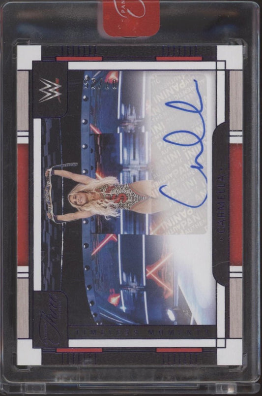 Carmella 2024 Panini Three Count Timeless Moments Purple Auto 07/25 #TH - CML - Collector Store LLC