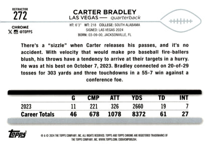 Carter Bradley 2024 Topps Chrome Refractor RC #272 - Collector Store LLC