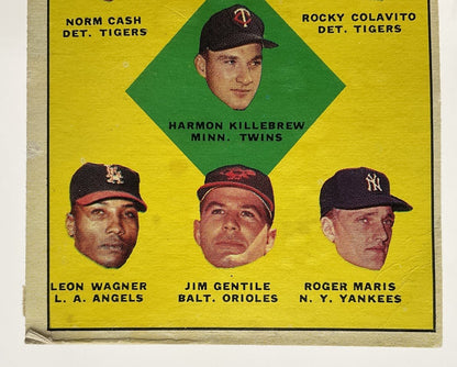 Cash Colavito Killebrew Wagner Gentile Maris 1963 Topps Home Run Leaders #4 VG - Collector Store LLC