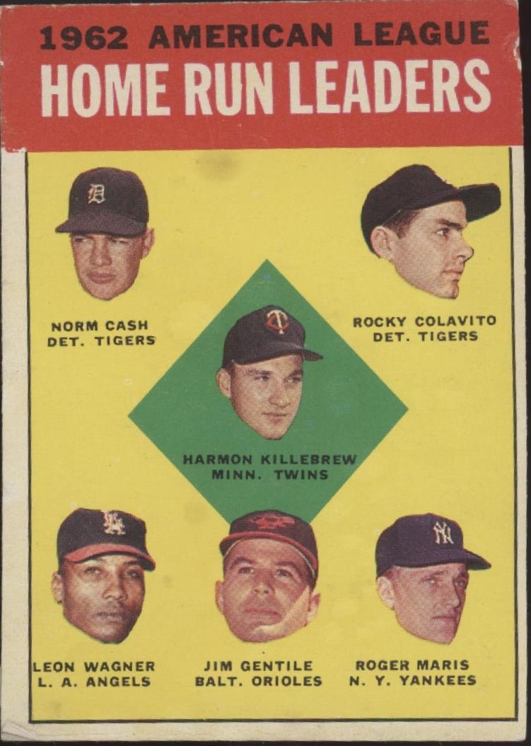 Cash Colavito Killebrew Wagner Gentile Maris 1963 Topps Home Run Leaders #4 VG - Collector Store LLC