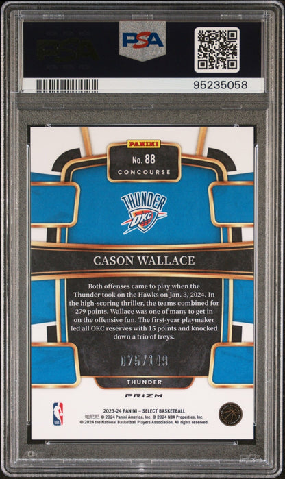 Cason Wallace 2023 - 24 Panini Select White Prizm RC 075/149 #88 PSA 10 - Collector Store LLC