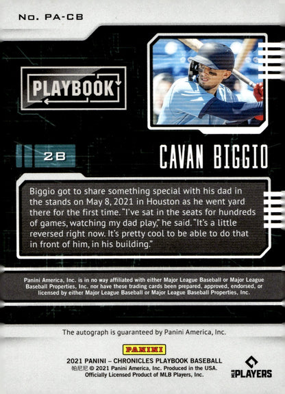 Cavan Biggio 2021 Panini Chronicles Playbook Purple Auto 23/25 #PA - CB - Collector Store LLC