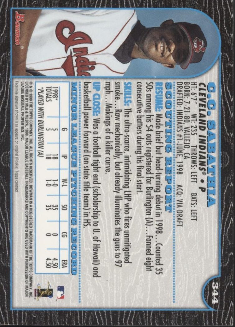CC Sabathia 1999 Bowman RC 344 - Collector Store LLC