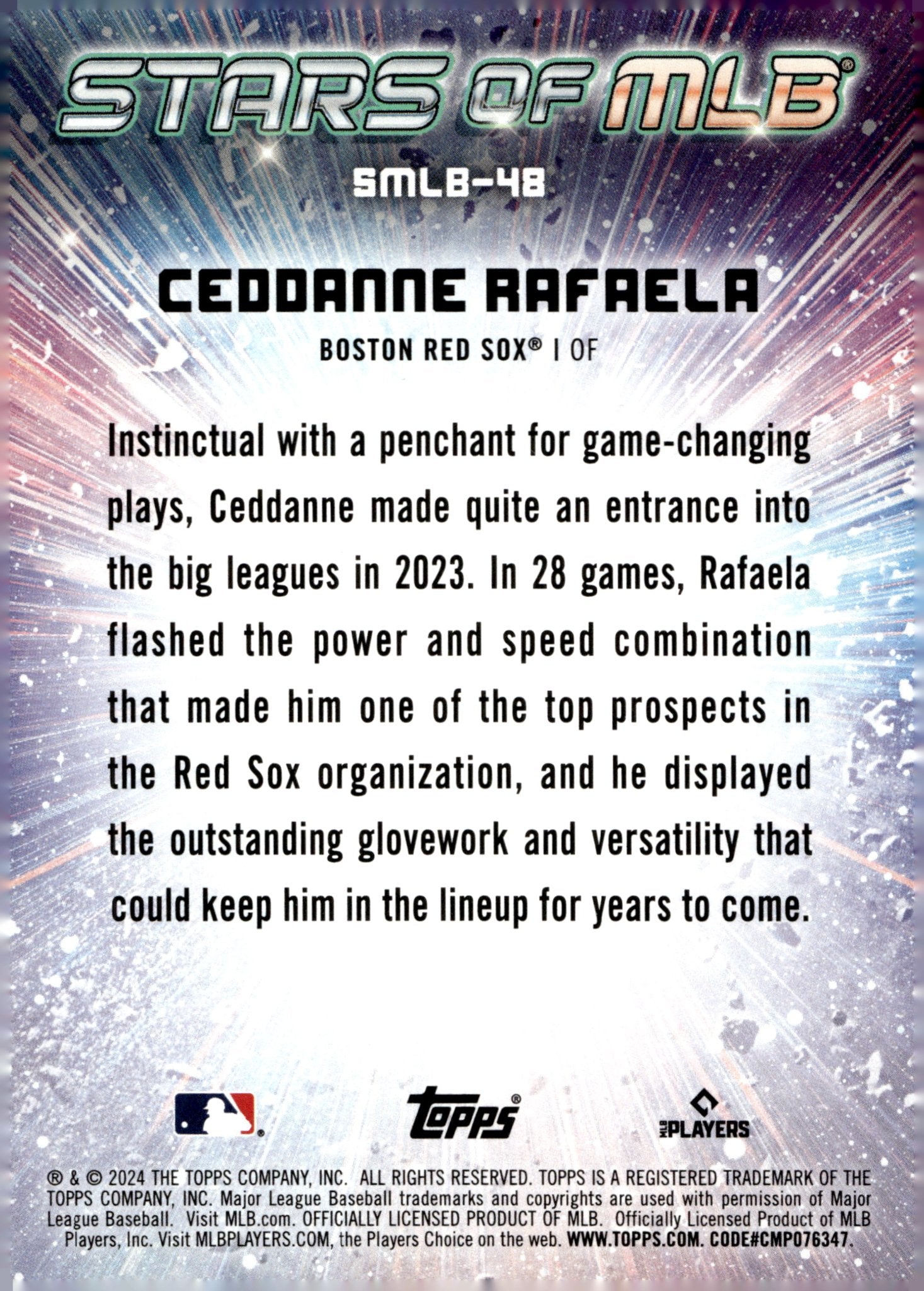 Ceddanne Rafaela 2024 Topps Series 2 Stars of MLB RC SMLB - 48 - Collector Store LLC