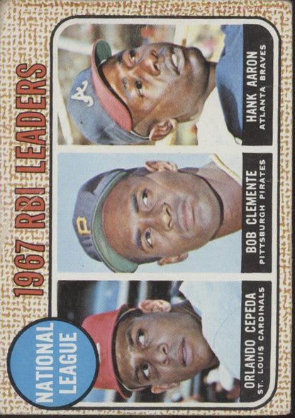 Cepeda / Clemente / Aaron 1968 Topps RBI Leaders #3 VG #2 - Collector Store LLC