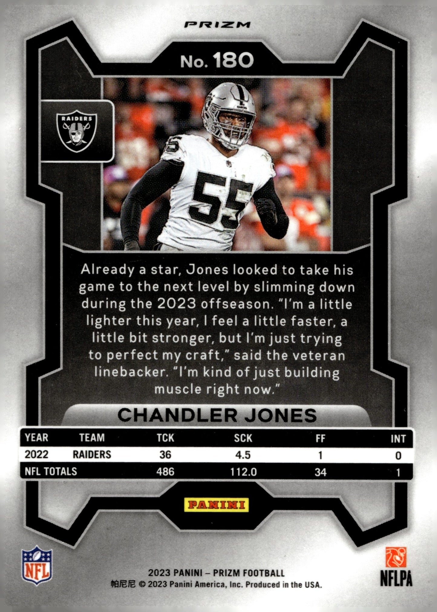 Chandler Jones 2023 Panini Prizm Black & White Checker Prizm #180 - Collector Store LLC