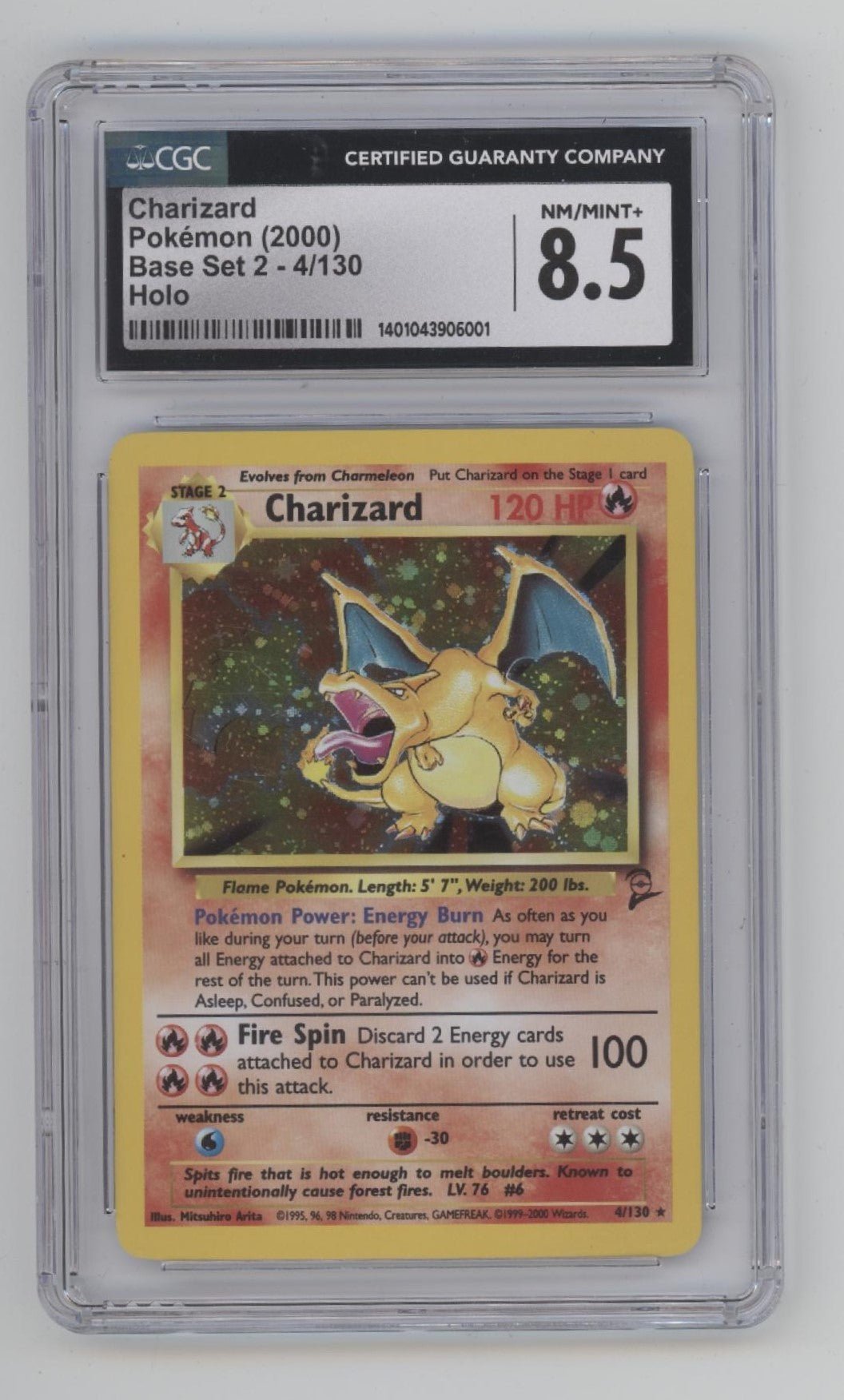 Charizard Pokemon Base Set 2 Holo #4 CGC 8.5 - Collector Store LLC