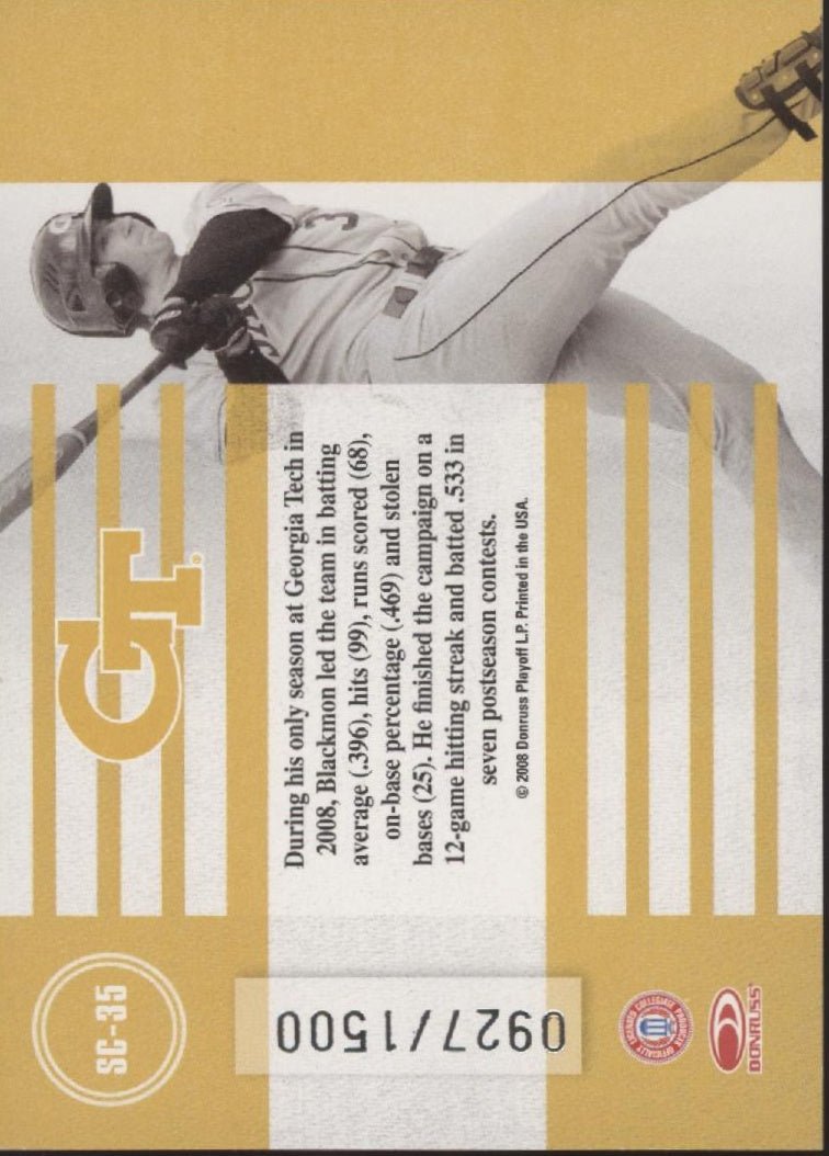 Charlie Blackmon 2008 Donruss Elite School Colors Extra Edition 0927/1500 SC - 35 - Collector Store LLC