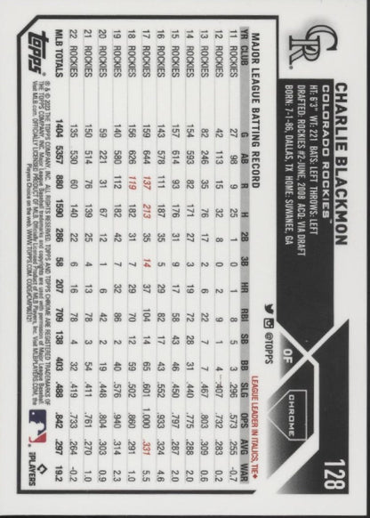 Charlie Blackmon 2023 Topps Chrome Aqua Ray Wave Refractor 155/199 128 - Collector Store LLC