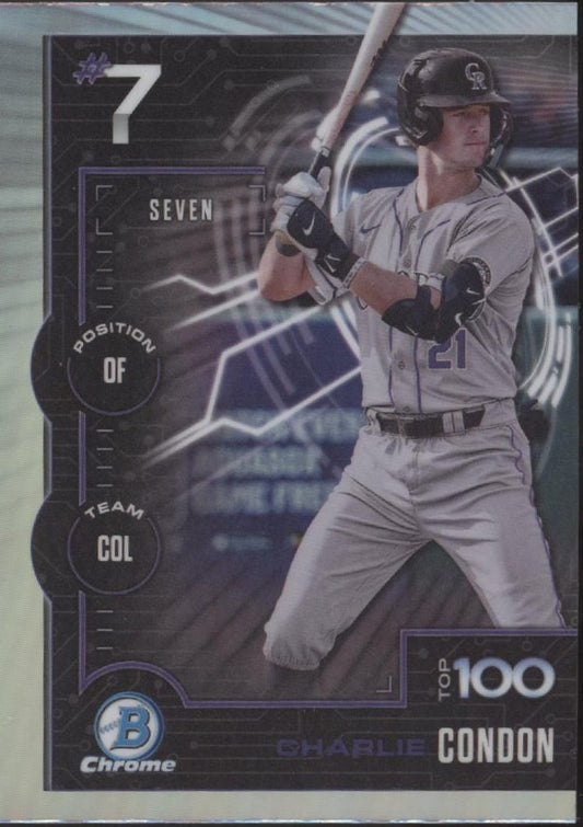 Charlie Condon 2025 Bowman Chrome Top 100 Refractor BTP - 7 - Collector Store LLC