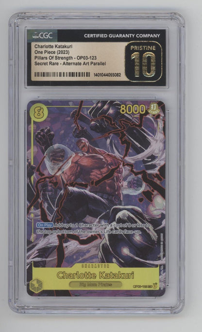 Charlotte Katakuri One Piece Card Game OP03 Secret Alt Art #123 CGC 10 Pristine - Collector Store LLC