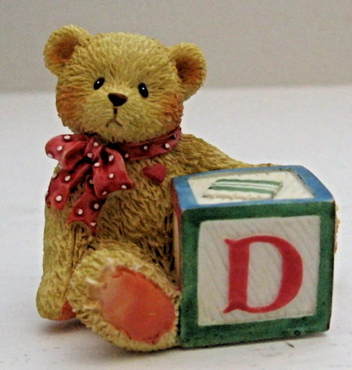 Cherished Teddies: Bear With ABC "D" Block Figurine - Collector Store LLC